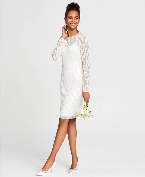 Illusion Neckline Dress, Illusion Neckline, Adrianna Papell Dresses, Review Dresses, Necklines For Dresses, Little White Dresses, Adrianna Papell, Sleeves Pattern, Above The Knee