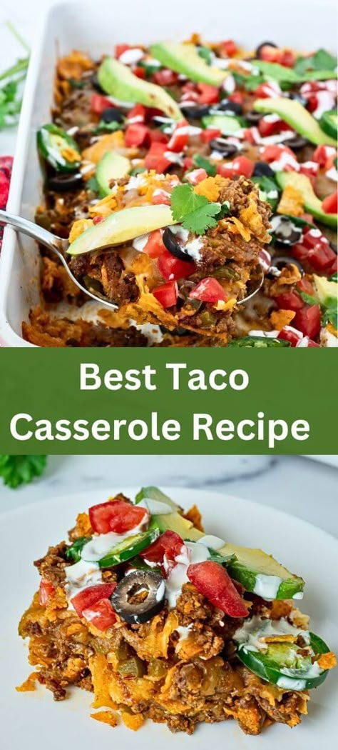 Best Taco Casserole Recipe Allrecipes Best Taco Casserole, Dutch Oven Taco Casserole, Best Taco Casserole Recipes, Easy Taco Casserole Bake, Tostada Casserole, Taco Casserole Recipes, Best Taco Casserole, Taco Casseroles, Taco Bake Casserole