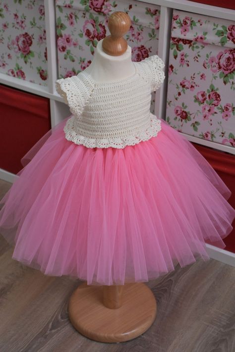 Tutu Dress Pattern, Crochet Tutu Dress, Crochet Tutu, Frocks For Babies, Baby Tutu Dresses, Crochet Yoke, Crochet Baby Dress Pattern, Baby Frock Pattern