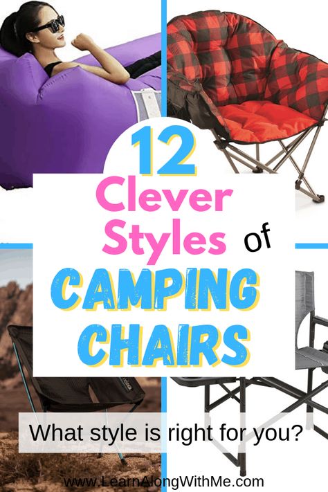 12 Innovative Styles of Camping Chairs (you seen these before?) - Learn Along with Me Camper Gifts, Backpack Beach Chair, Backpacking Chair, Van Storage, Survival Backpack, Camping Stool, Rv Organization, Family Tent Camping, Folding Camping Chairs