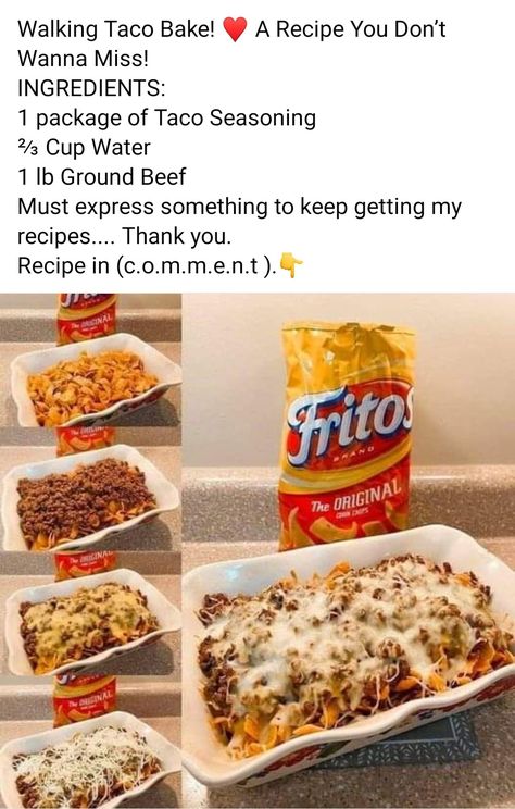 Walking Taco Bake, Cheesy Baked Potatoes, Easy Ground Beef Recipes, Walking Taco, Recipes Easy Quick, Beef Recipes For Dinner Easy, Recipes For Dinner Easy, Recipes With Ground Beef, Easy Ground Beef