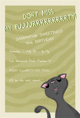 "Purrrrty" printable invitation. Customize, add text and photos. Print for free! Printable Unicorn Birthday Invitations, Cat Birthday Invitations, Cat Themed Birthday Party, Kitten Party, Greetings Island, Free Printable Birthday Invitations, Unicorn Birthday Invitations, Free Invitation Templates, Birthday Invitation Template