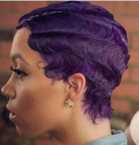 Purple finger waves Finger Waves Short Hair, Finger Wave Hair, Finger Waves, Hair Styles 2014, Hair Laid, Short Natural Hair Styles, Asian Hair, Hair Waves, Protective Hairstyles