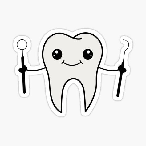 Dentist Art Design Teeth, Dentist Tools, Teeth Sticker, Tooth Sticker, Dentist Logo Ideas, Dental Stickers, Tooth Icon, Teeth Logo, Dentist Day