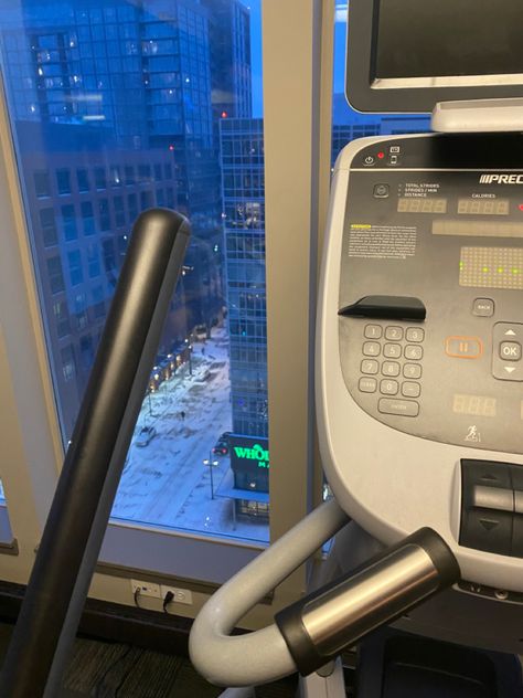 gym workout in denver, focus is on the window outside and part of the machine Elliptical Workout Aesthetic, Elliptical Aesthetic, Pounds Aesthetic, Steven Aesthetic, Crosstrainer Workout, Milk Fed, Afternoon Routine, Equinox Gym, Apartment Gym