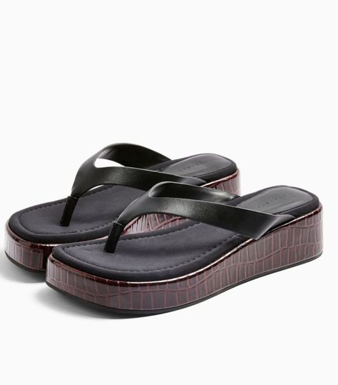 Topshop Black Flip Flop Wedge Mules Flip Flop Wedges, Veja Trainers, Elegant Shirt Dress, Summer Pieces, Summer Items, Wedge Mules, Khaki Trousers, Black Flip Flops, Summer Basics