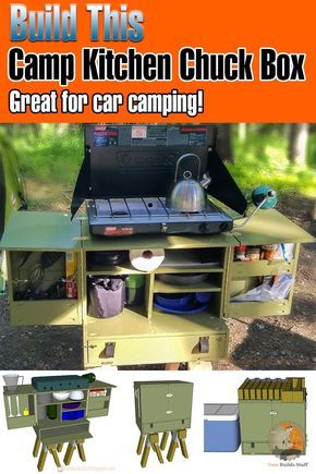 Car Camping Camp Kitchen Chuck Box DIY Plans Chuck Box Camp Kitchen, Chuckbox Camping, Camping Box Ideas, Chuck Box Diy, Chuck Box Ideas, Diy Camping Kitchen, Camp Kitchen Box Plans, Chuck Box Camping, Diy Chuckbox