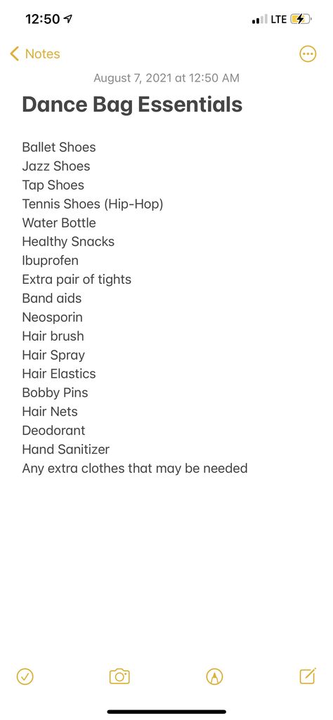 What To Put In Your Dance Bag, Dance Convention Packing List, What To Pack For Dance Competition, Whats In My Dance Bag, Dance Comp Essentials, Dance Comp Packing List, Dance Bag Checklist, Dance Bag Essentials, Dance Competition Checklist