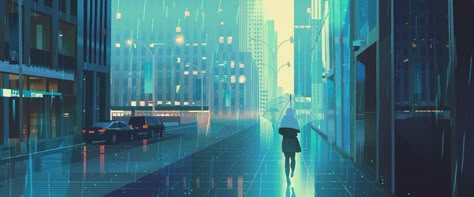 Kat Tsai, Visual Development, Natural Phenomena, The Rain, Shades Of Blue, Just Go, Location History, Skyscraper, Umbrella