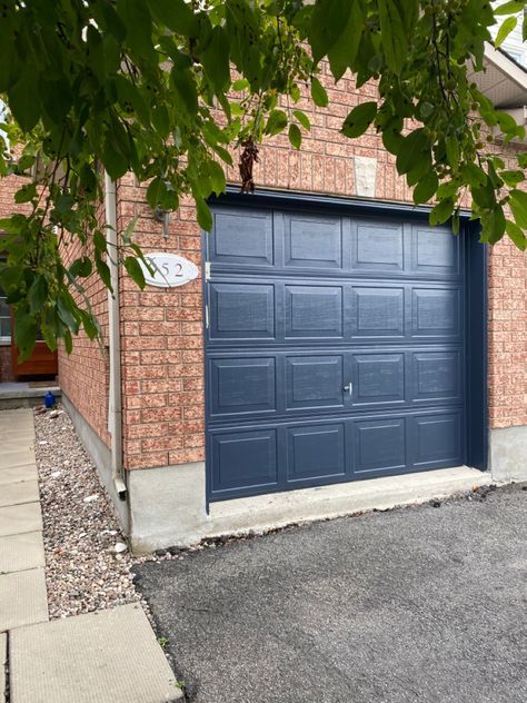 Navy Garage Door, Navy Garage, Hale Navy Benjamin Moore, Hale Navy, Door Colors, House Makeover, Shutter Doors, Front Door Colors, Door Color