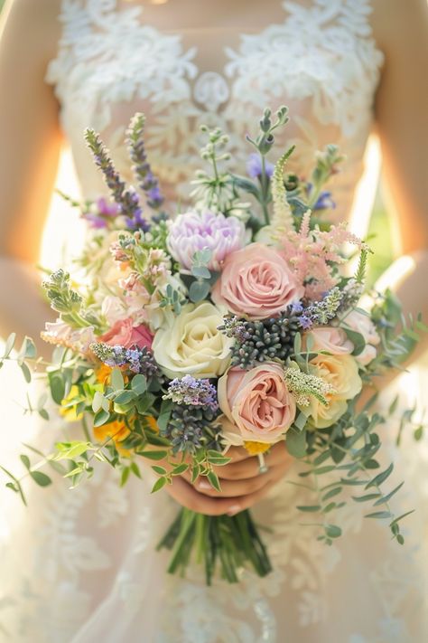 Bring the Sunshine With These 90+ Summer Wedding Bouquets | Matched Hearts English Garden Bouquet, June Flowers In Season, Wedding Bouquets Summer, Popular Wedding Flowers, June Wedding Flowers, July Wedding Flowers, Colorful Bridal Bouquet, Garden Wedding Bouquet, Dahlias Wedding