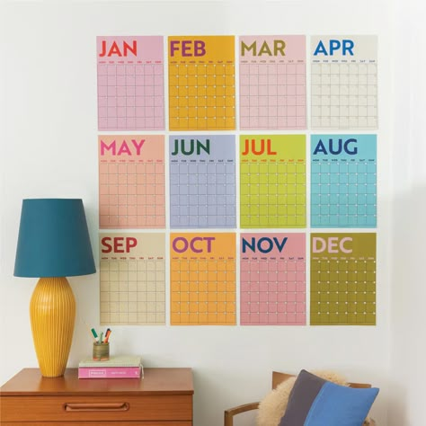 Large Monthly Wall Planner A3 Colourful XL Wall Planner Individual Pages Perpetual Undated Wall Planner - Etsy Monthly Colour Palette, Calendar Palette, Monthly Planner Aesthetic, Add Planner, Diy Calendar Wall, Graphic Calendar, Colourful Typography, Wall Calender, Organization Wall