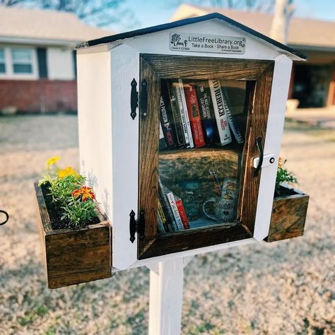 Mini Library Outdoor, Free Seed Library, Sharing Library Diy, Diy Free Library Box Ideas, Community Library Boxes, Lending Library Ideas, Little Library Plans Diy, Free Little Library Ideas, Free Library Box Ideas