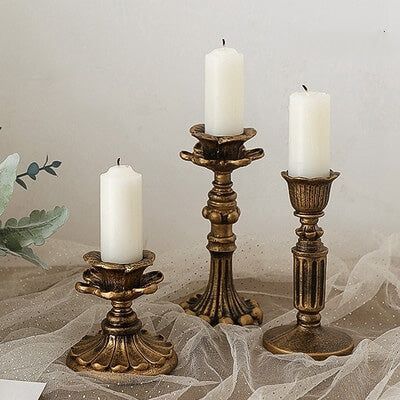 Antique Candle Sticks, Antique Candles, Ancient Designs, Vintage Candle Holders, Vintage Gothic, Candle Styling, Kwanzaa, Antique Decor, Candle Holder Set