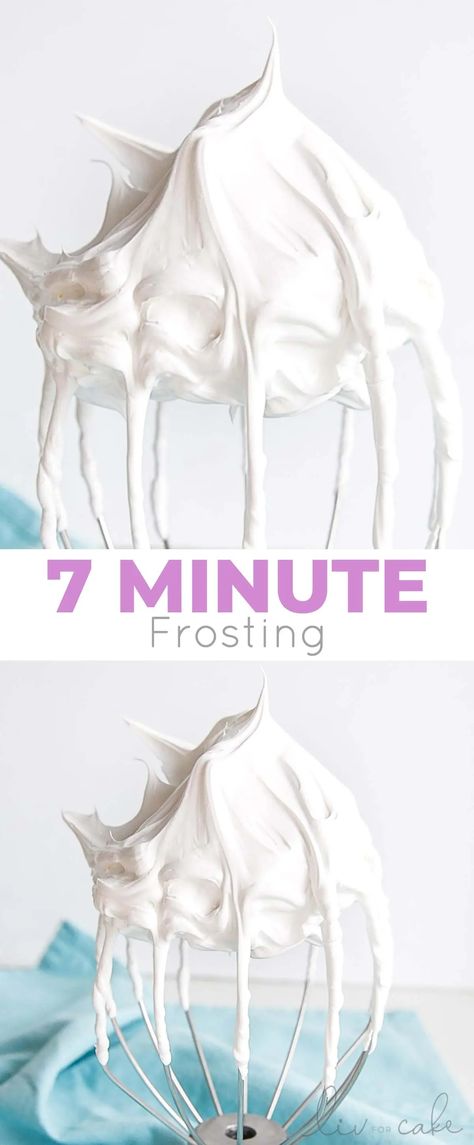 This old-fashioned 7 minute frosting recipe is light, delicious, and easy to make. A bright white frosting that's perfect for cakes, cupcakes, and more. | livforcake.com 7 Min Frosting, 7 Minute Frosting Recipe, Egg White Frosting, White Frosting Recipes, Seven Minute Frosting, 7 Minute Frosting, Easy Frosting, Frosting Recipes Easy, Frosting Techniques