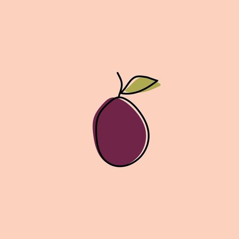 Plum Illustration Design, Plum Tattoo Fruit, Plums Drawing, Plum Logo Design, Plum Drawing, Plum Tattoo, Plum Illustration, Plum Art, Interior Design Instagram