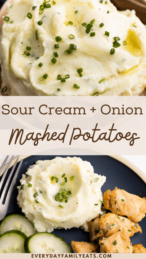 Sour Cream and Onion Mashed Potatoes Sour Cream Powder, Sour Cream And Chives Mashed Potatoes, Sour Cream And Onion Mashed Potatoes, Sour Cream And Chive Mashed Potatoes, Mashed Potatoes No Milk, Onion Mashed Potatoes, Reheat Mashed Potatoes, Sour Cream Mashed Potatoes, Potato Chip Flavors