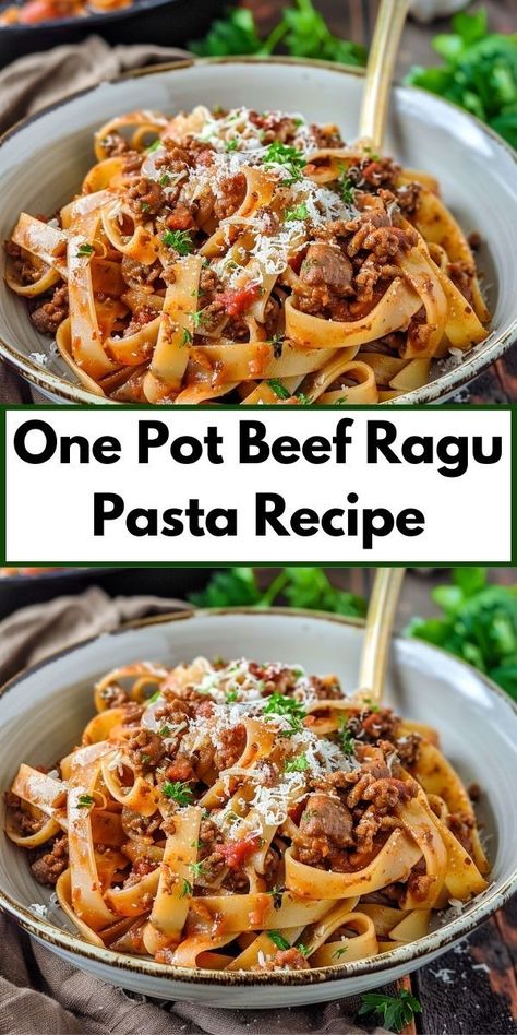 Craving beef dinner ideas? This One Pot Beef Ragu Pasta Recipe is a winner! Featuring juicy ground beef and rich ragu sauce, it's a tasty dish that's ideal for your beef recipes and easy pasta dinner ideas collection. Beef Ragu Pasta, Ragu Pasta, Beef Pasta Recipes, Ground Recipes, Beef Ragu, Potted Beef, Beef Casserole Recipes, Slow Cooked Beef, Dinner With Ground Beef