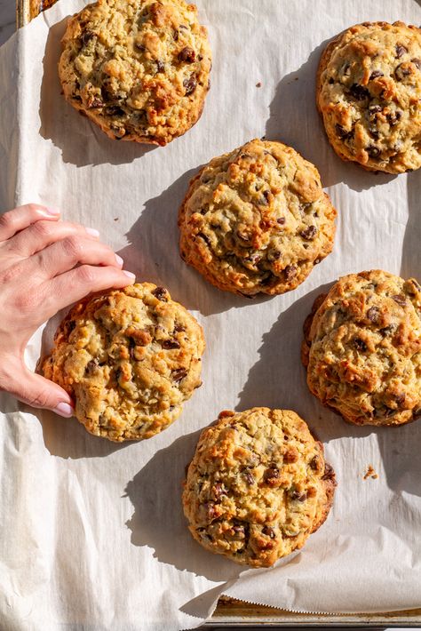 Levain Coconut Caramel Cookies - Kitchen-by-the-Sea Levain Coconut Chocolate Chip Cookies, Levain Oatmeal Cookie Recipe, Bristol Farms Cookie Recipe, Levin Cookie Recipe, Levain Bakery Caramel Coconut Chocolate Chip Cookies, Levain Lemon Cookies, Levain Copycat Cookies, Levain Cookie Recipe Copycat, Copycat Levain Bakery Cookies