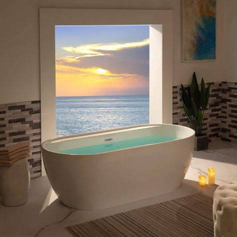 72'' x 35.375'' Freestanding Soaking Acrylic Bathtub Vision 2024, Fiberglass Resin, Bath Tubs, Freestanding Tub, Acrylic Bathtub, Soaking Bathtubs, Dream Bathrooms, Tub Filler, Bath Room