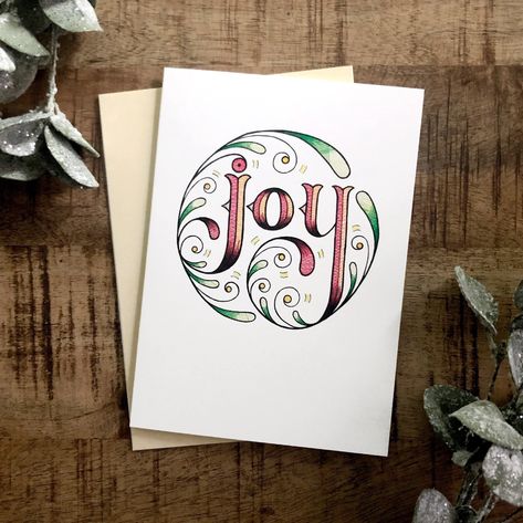 Joy Christmas Cards / Elegant Holiday Cards / Scandinavian | Etsy Calligraphy Holiday Cards, Calligraphy Christmas Cards, Hand Drawn Christmas Cards, Joy Christmas Card, Hand Drawn Christmas, Xmas Greeting Cards, Christmas Calligraphy, Xmas Greetings, Calligraphy Cards