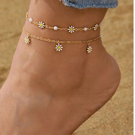 Lots Of Summer Vibes With This Dainty Daisy And Pearl Ankle Bracelets. They Easily Adjusts For A Customized Fit. Looks Great With Dresses, Shorts,Skirts, Bikini. Perfect To Take On Vacation, Cruise, Resort. Pearl Ankle Bracelet, Anklet Set, Faux Leather Bracelets, Cultured Pearl Bracelet, Womens Cuff Bracelets, Brighton Bracelets, Slide Bracelet, Faux Pearl Bracelet, Vacation Cruise