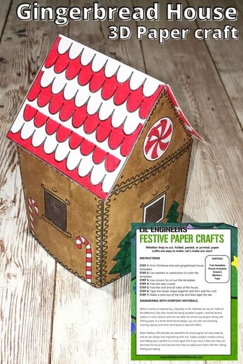 Printable Gingerbread House Template, Gingerbread House Building, Paper Gingerbread House, Printable Gingerbread House, Easy Gingerbread House, Christmas Stem Activities, Gingerbread House Craft, Nutcracker Crafts, Christmas Science Experiments