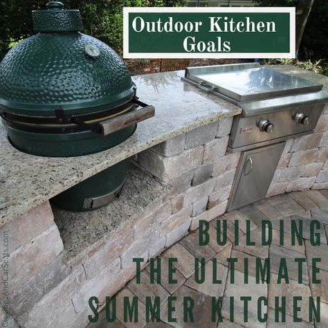 Built In Green Egg Outdoor, Built In Egg Bbq, Outdoor Kitchen Griddle Built Ins, Green Egg Built In Outdoor Kitchen, Outdoor Kitchen With Green Egg And Blackstone, Built In Big Green Egg Outdoor, Outdoor Big Green Egg Grill Station, Built In Green Egg, Charcoal Grill Outdoor Kitchen