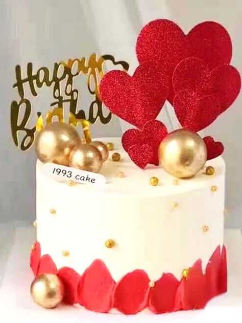 Red  Collar  Paper Heart  Embellished   Event & Party Supplies Heart Shaped Cake, Engagement Mehndi, Heart Cakes, Simple Cake Designs, Red Cake, Engagement Mehndi Designs, Shaped Cake, Heart Shaped Cakes, Cake Baking Recipes