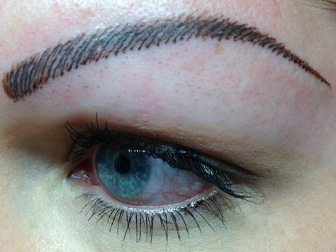 Tattooed eyebrows -- need to make strokes more natural Kylie Jenner Eyebrows, Tattooed Eyebrows, Eyebrows Tattoo, How To Do Eyebrows, Blonde Eyebrows, Plucking Eyebrows, Filling In Eyebrows, How To Grow Eyebrows, Permanent Makeup Eyebrows