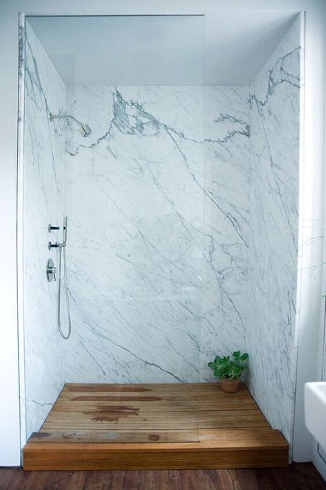 Groutless shower ideas | Katrina Chambers | Bloglovin’ Makeover Kamar Mandi, Marble Walls, Bathroom Shower Walls, Bathroom Wall Panels, Shower Wall Panels, Bathroom Remodel Shower, Shower Remodel, Tile Ideas, Bathroom Tile