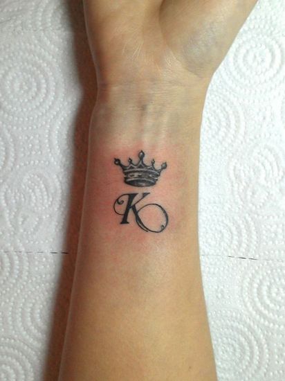 K Tattoo, Initial Tattoo, Wrist Tattoo, Letter K, Small Tattoo, Tattoo Images, Tattoo On, Tattoo Designs, Crown