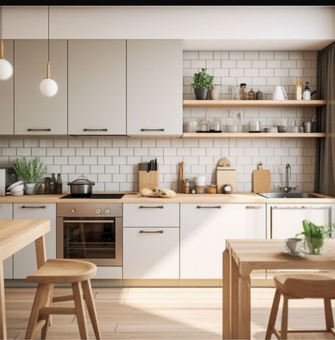 Nordic Retro Kitchen, Living Room Designs Minimalist Scandinavian Style, Apartment Decor Scandinavian, Scandinavian Kitchen Living Room, Nordic Furniture Scandinavian Interiors, Minimalist Functional Kitchen, Scandinavian House Decor, Kitchen Interior Japandi, Scandinavian Inspired Home