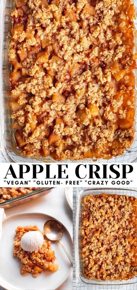 Apple Oatmeal Crisp Healthy, Wfpb Apple Crisp, Vegan Gluten Free Apple Crisp Recipe, Apple Crisp Recipe With Oats Crumble Gluten Free, Apple Cobbler Vegan, Gf Apple Crisp Recipe, Apple Cinnamon Gluten Free, Best Vegan Apple Crisp, Vegan Gf Apple Crisp