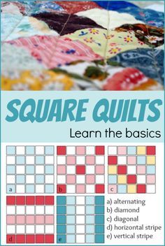 The square quilt is a standard shape commonly found in many quilts. Learn tips on how to perfect the technique and see layout examples. The Sewing Loft Square Quilts, Quilt Colors, Beginner Quilting Projects, Charm Quilts, Pretty Quilts, Charm Square Quilt, Rag Quilt Patterns, Quilting 101, Sewing Quilts