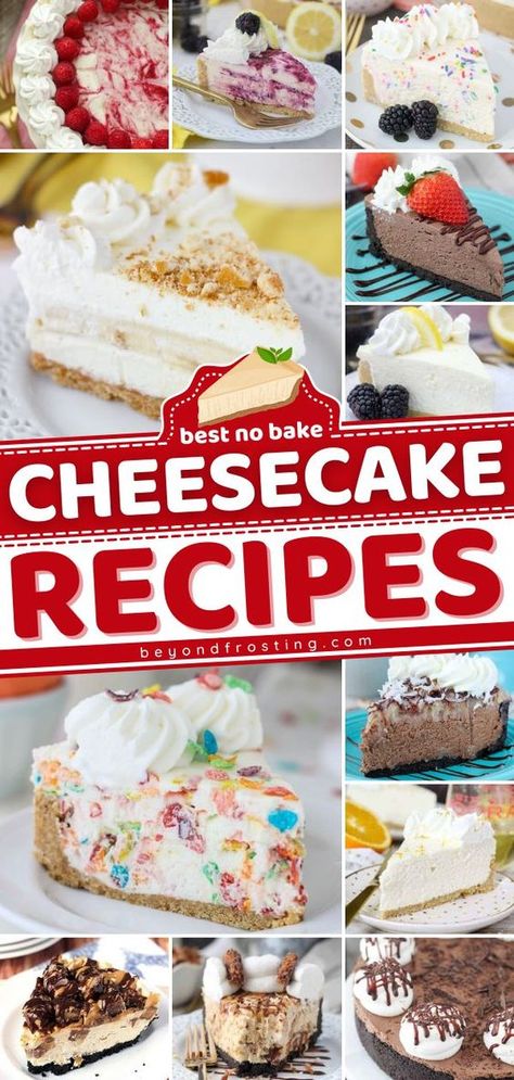 Easy No Bake Cheesecake Recipes, Summer Cheesecake Recipes, Unique Cheesecake Recipes, Bake Cheesecake Recipes, Fruity Pebble Cheesecake, No Bake Cheesecake Recipes, Unique Cheesecake, Summer Cheesecake, Christmas Cheesecake Recipes