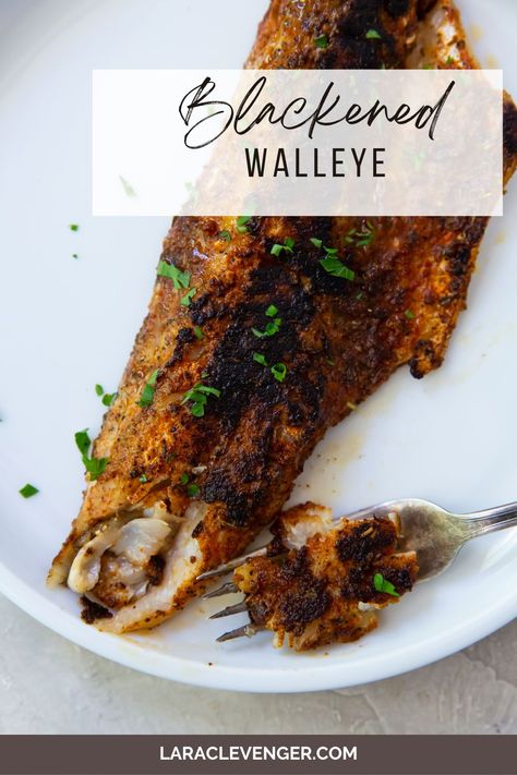 Blackened Walleye Walleye Fish Recipes Grilled, Best Way To Cook Pickerel, Bbq Pickerel Recipe, Pan Seared Walleye, Pan Fry Walleye Recipes, Walleye Pike Recipes, Traeger Walleye Recipes, Recipe For Walleye Fish, Walleye On The Grill Recipes