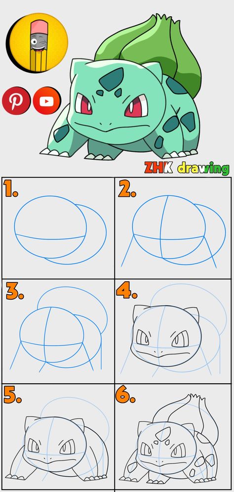 Bulbasaur Drawing Easy, Pokemon Art Easy, How To Draw Bulbasaur Step By Step, Pokemon Drawing Tutorial, How To Draw Bulbasaur, Pokemon Art Draw Easy, Easy To Draw Pokemon, How To Draw Pokemon Step By Step Easy, Pokemon Step By Step Drawings