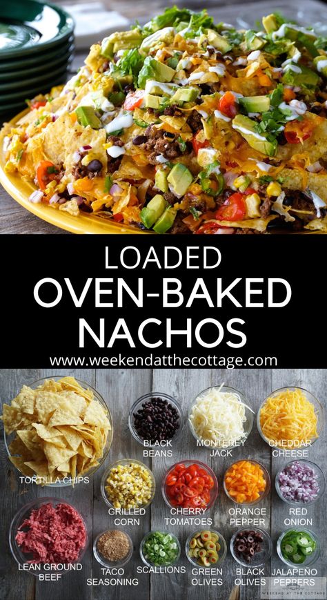 Lime Sour Cream, Baked Nachos, Nachos Recipe Easy, Loaded Nachos, Pasta Plates, Weekend Meals, Nachos Recipe, Mexican Dishes, The Cottage