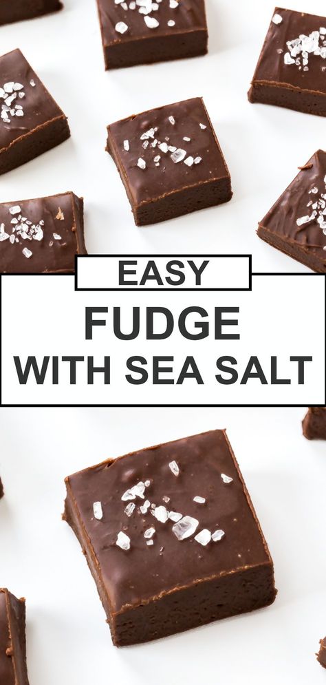 Chocolate Sea Salt Fudge, Salted Fudge Recipe, Dark Chocolate Sea Salt Fudge, Nutella Sea Salt Fudge Microwave, Nutella Sea Salt Fudge, Sea Salt Desserts, Dark Chocolate Fudge Recipe, Sea Salt Fudge, Easy Fudge Recipe