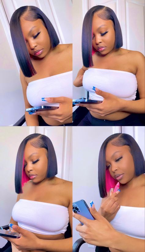 Closure Qw Bob, Peak A Boo Quick Weave Bob, Bob Hairstyles With Color Black Women, Quick Weave Bobs For Black Women Leave Out, 12 Inch Bob Wig For Black Women, Bob Quick Weave Hairstyles With Color, Long Bob Quick Weave Black Women, Bob With Color Underneath, Side Part Quick Weave Bob With Leave Out