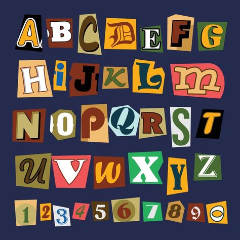 Ransom Note Aesthetic, Ransom Font, Ransom Note Letters, Paper Style Ransom Note Letter, Ransom Letters, Collage Cutouts, Editing Pack, Phantom Tollbooth, Chalk Fonts