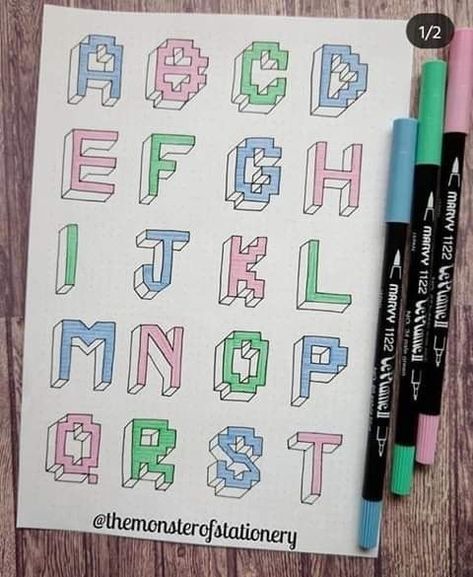 3d Block Letters, Titles Ideas, Alphabet Calligraphy, Hand Lettering Alphabet Fonts, Wall To Wall Carpet, Alfabet Font, Lettering Styles Alphabet, Bullet Journal Font, Baby Smile