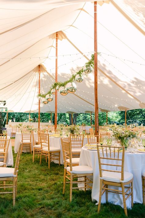 Hanging Disco Balls, Wedding Planning Packages, New England Garden, Hanging Wedding Decorations, Bush Wedding, Hydrangea Bush, Garden Theme Wedding, Tented Wedding, New England Wedding