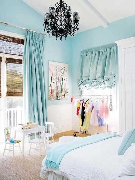 Light Blue Bedroom Colors, 22 Calming Bedroom Decorating Ideas Light Blue Girls Bedroom, Blue Girls Rooms, Blue Bedroom Colors, Girls Blue Bedroom, Girls Room Curtains, Girls Bedroom Curtains, Light Blue Bedroom, Colorful Bedroom Decor, Girls Bed