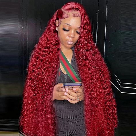 99j Burgandy Loose Deep Wave 13x6 Lace Front Human Hair Wig For Women Brazilian Water Curly Human Curly Lace Frontal, Full Lace Wig Human Hair, Rainbow Wig, Full Lace Front Wigs, Color Rubio, Curly Human Hair Wig, Curly Lace Front Wigs, Red Wigs, Ombre Wigs