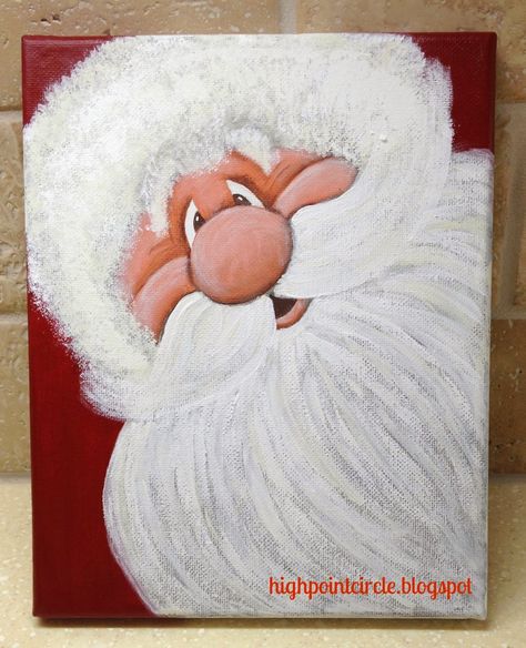 HIGHPOINT CIRCLE: WANTING TO PAINT Christmas Paintings On Canvas Easy, Paintings On Canvas Easy, Paint Christmas, Santa Paintings, Friends Thanksgiving, Christmas Paintings On Canvas, Holiday Painting, Christmas Canvas, Santa Face