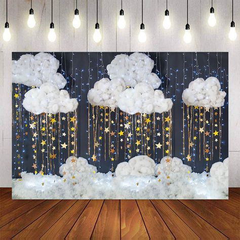 Cloud Birthday, Cloud Decor, Photo Studio Backdrop, Background Baby, Cloud Decoration, Star Shower, Backdrop Photo, Blue Backdrop, Monthly Photos