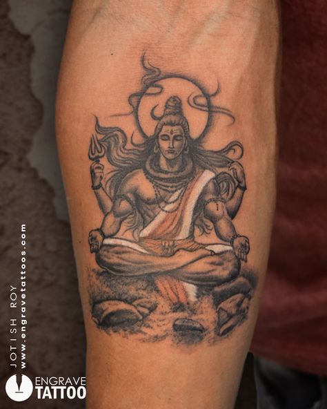 Lord ShivaTattoo. . Dm us to book your appointment with our Senior Artist @jotishroy_tattoo . #tattoo #shiva #shivatattoo #shiva #custom #artistfoinstagram #besttattoos #besttattoostudio #besttattooartist #getengraved #siliguri Shiva And Shakti Tattoo, Shiva Tattoo Design For Men Hand, Shiva Art Tattoo, Hindu Tattoos Men, Shiv Tattoo For Men, Shiva Tattoo Design For Men, Mahadev Tattoo Designs For Men, Shiv Tattoo Design, Lord Shiva Tattoo Design