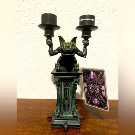 Disney Parks - The Haunted Mansion Gargoyle Candle Stick Holder Candelabra - NWT Haunted Mansion Gargoyle, Candle Stick Holder, The Haunted Mansion, Candles Holders, Haunted Mansion, Holder Design, Antique Finish, Candlestick Holders, Intricate Design